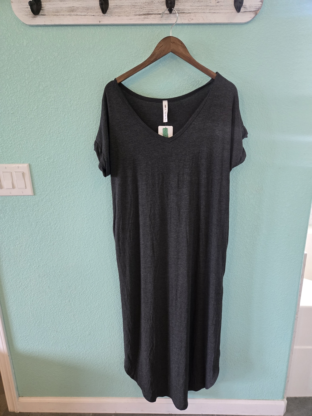 Vanilla Bay Charcoal V-Neck Maxi Dress
